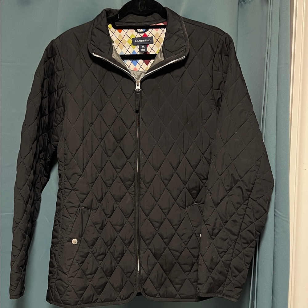 Lands' End Women's Lightweight Black Quilted Zip-Up jacket